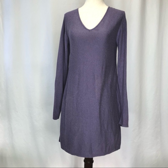 J Jill dusty purple lightweight v neck long sleeve tunic sweater cotton blend XS - Picture 1 of 8